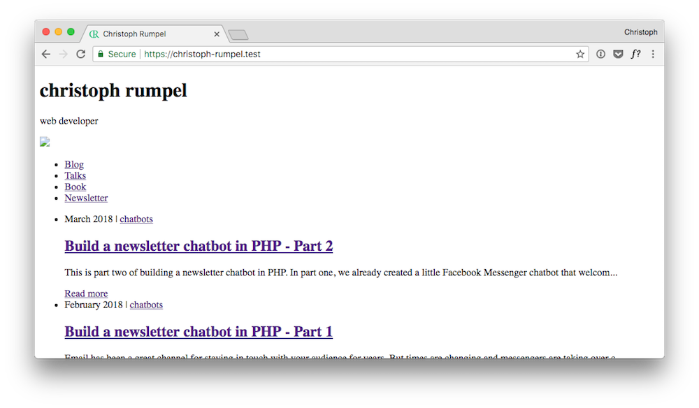 Screenshot showing almost empty blog of mine