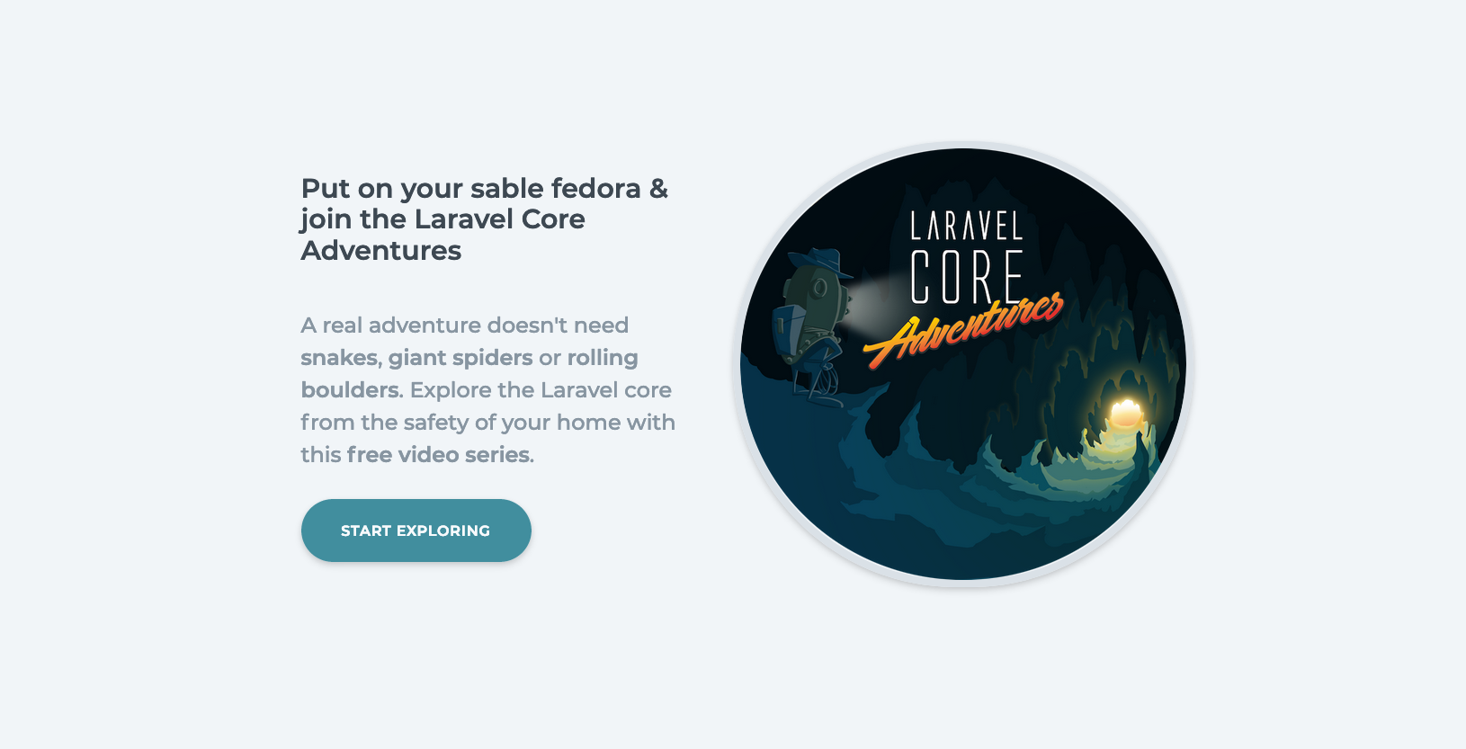 Screenshot of the new Laravel Core Adventures header