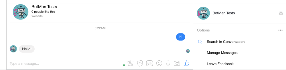 Screenshot showing a message and a reply in Facebook Messenger.