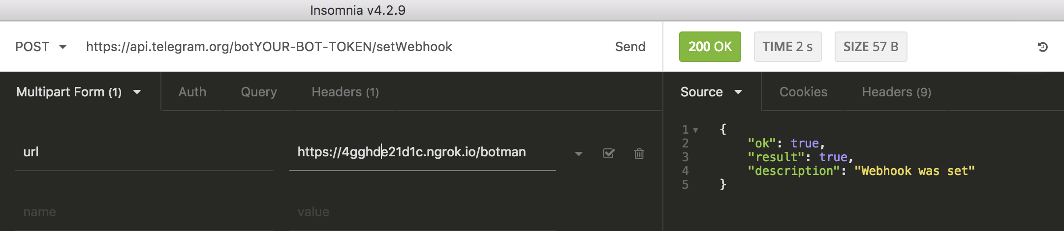 Как установить webhook telegram